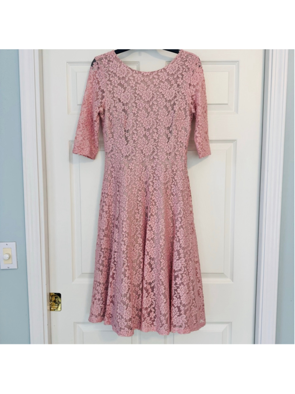 Sangria Pink Lace Fit & Flare Midi Dress Size 10